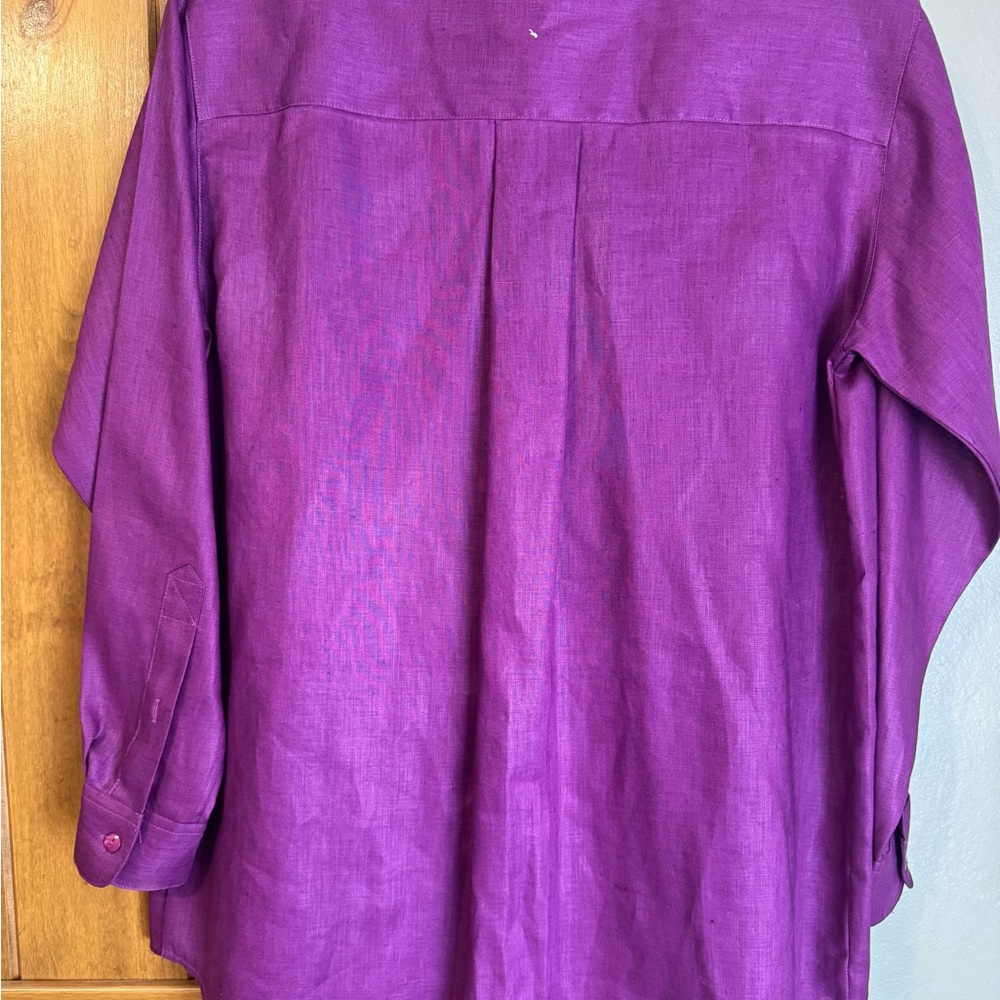 Westbound Vibrant Purple Long Sleeve Linen Shirt - Picture 10 of 10
